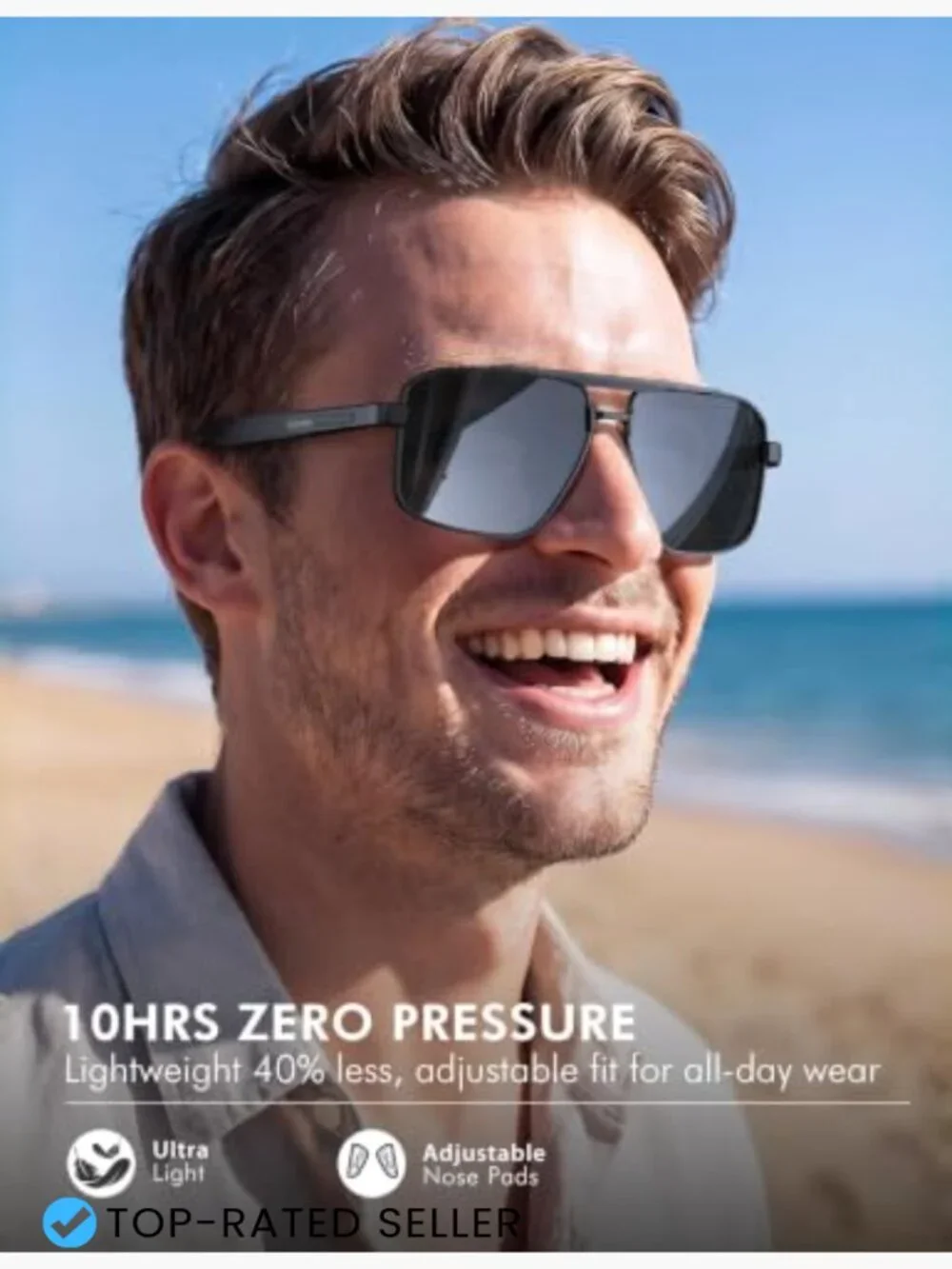 Square Aviator Polarized Sunglasses UV400 Protection Anti-Glare for Driving